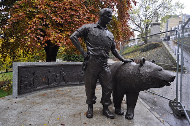 Life and a quarter scale statue of a bear in Edinburgh Princes Street Gardens