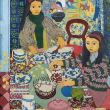 2)_Dymphna+and+Vianni_,+Oil+on+Board,+122+x+88+cm,+©+Norman+Gilbert+1967