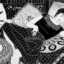 _Linda B_W, Indian Ink on Board, 81 x 122 cm, © Norman Gilbert 2008