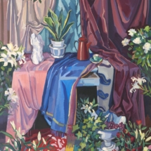 Lachlan Goudie, Everything in Bloom, oil on board, 102 x 76cm