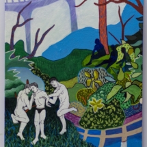 Finn Robinson Quivering Limbs in a House made of Glass, Oil, acrylic, marker, and coloured pencil on canvas