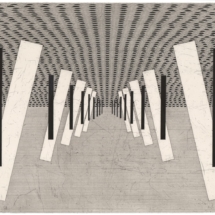 Rachel Duckhouse Over and Out Newlyn, etching with pen and ink drawing