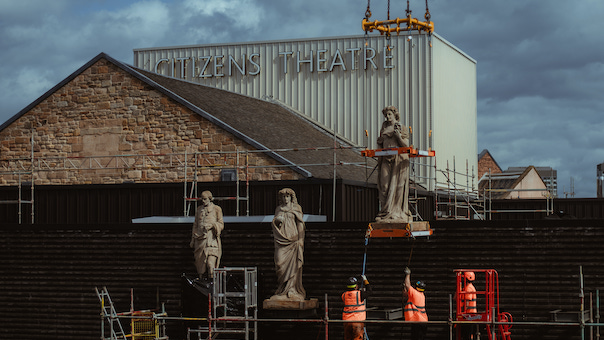 Six statues returned to the roof of the Citizens Theatre