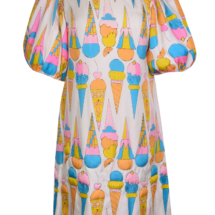 Textile of Ice Cream Cones, silk by Stehli Silks, pink and blue dress, 19621963 © 2022 The Andy Warhol Foundation for the Visual Arts, Inc. Licensed by DAC