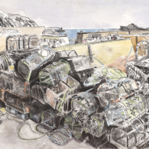 St Abbs, carbon and watercolour on paper, 51 x 68 cm