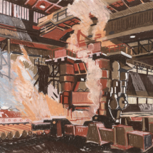 Steel Mill, gouache on paper, 51 x 68 cm