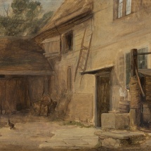 Exterior of a farmhouse with a pump and poultry, c.1815-1816_FW